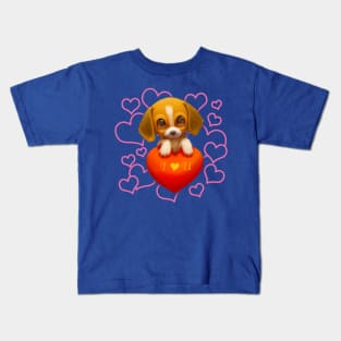 I Love You Sweetheart Cute Beagle Puppy Kids T-Shirt